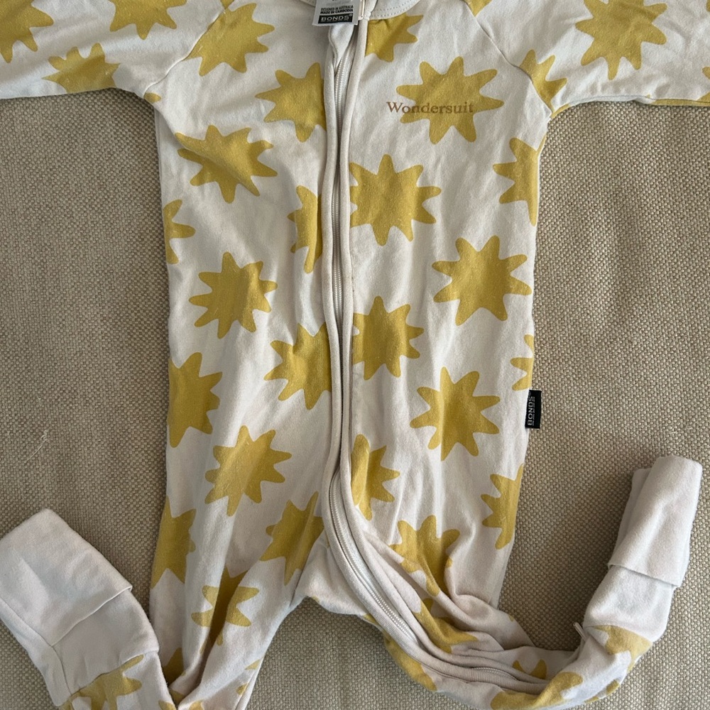 Bonds Yellow and White Floral Footies One Piece